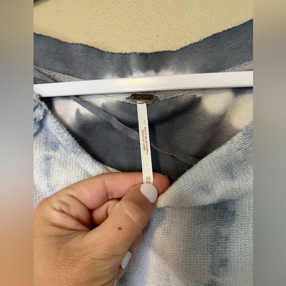 Free People Tie Dye Distressed Long Sleeve Cropped Sweatshirt - Picture 2 of 5